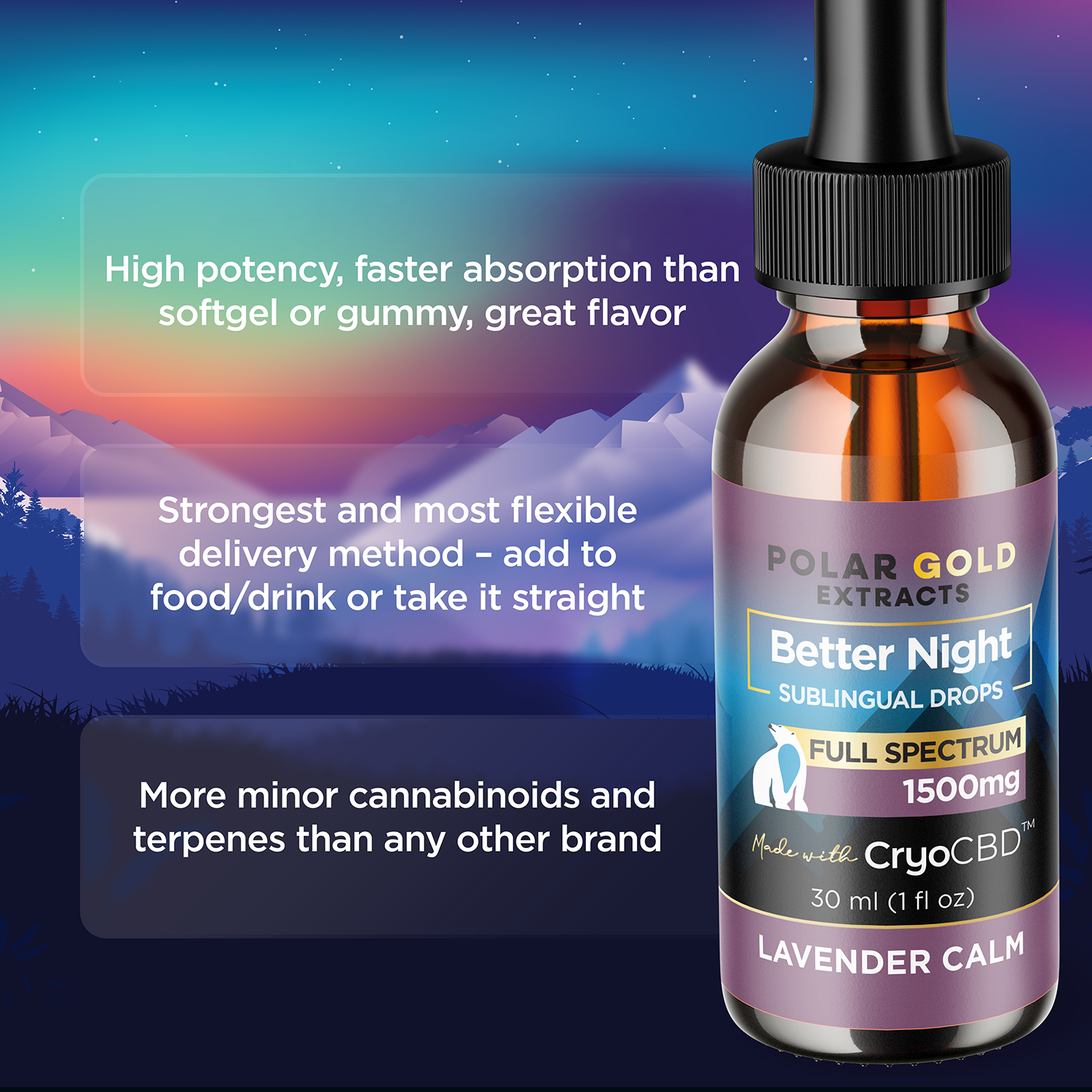 Better Night CryoCBD Sublingual Drops | 1500 - 3000mg CBDa